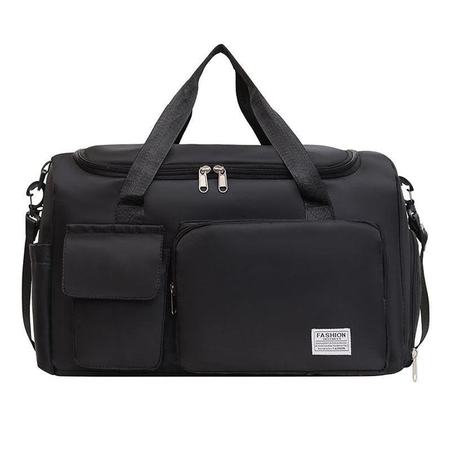 Black Lightweight & Waterproof Sports Gym Bag with Separate Shoe Compartment, Adjustable Strap and Multiple Pockets - Large-Capacity Travel Duffel for Workout, Business & Getaways.