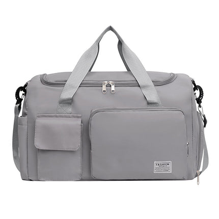 Grey Lightweight & Waterproof Sports Gym Bag with Separate Shoe Compartment, Adjustable Strap and Multiple Pockets - Large-Capacity Travel Duffel for Workout, Business & Getaways.