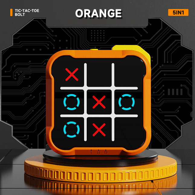 Orange All-in-One Tic-Tac-Toe Desktop Game - Portable Family Interactive Board Toy, Brain Training Puzzle & Travel-Friendly Strategy Game.