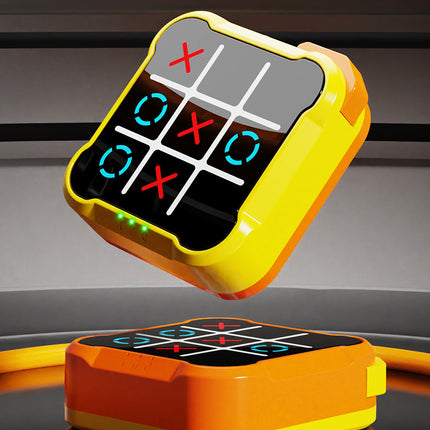 Yellow All-in-One Tic-Tac-Toe Desktop Game - Portable Family Interactive Board Toy, Brain Training Puzzle & Travel-Friendly Strategy Game.