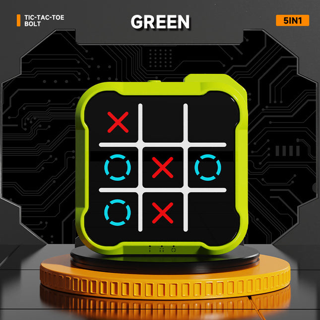 Green All-in-One Tic-Tac-Toe Desktop Game - Portable Family Interactive Board Toy, Brain Training Puzzle & Travel-Friendly Strategy Game.
