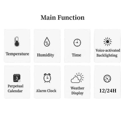 Digital Weather Forecast Clock With Alarm Clock - Color LCD Display with Date, Temperature, Humidity Monitor & Voice-Activated Backlight.