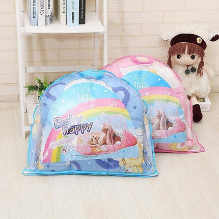 Blue Rabbit Portable 3-in-1 Mosquito Net Set with Soft Sleep Pad & Pillow - Foldable Pop-Up Travel Bassinet for Infants, Breathable Shield for Indoor & Outdoor Use.