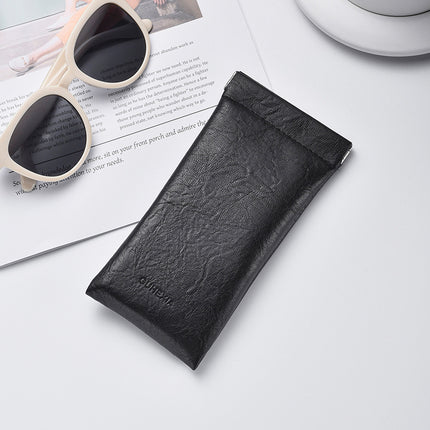3-Pack Black Retro Texture Eyeglass Cases - PU Leather Anti-Pressure Glasses Pouch.