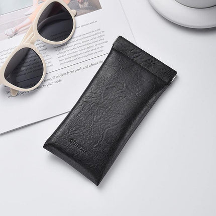 3-Pack Black Retro Texture Eyeglass Cases - PU Leather Anti-Pressure Glasses Pouch.