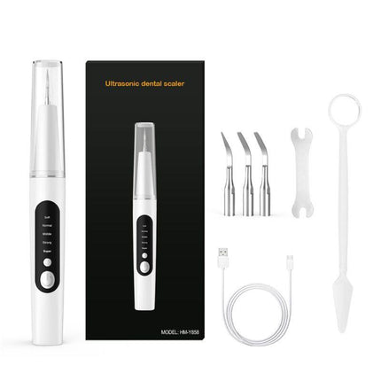 Professional Waterproof Ultrasonic Pet Tooth Cleaner - Dog Cat Painless Calculus and Stain Remover Kit with 4 Cleaning Heads, LED, UV Disinfection, Oral Mirror & Dental Floss.
