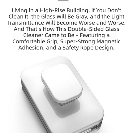 One Pair Magnetic Double-Sided Window Cleaner for 3-10mm Glass - Professional Glass Scrubber with 8X Strong Suction Power & Safety Rope.