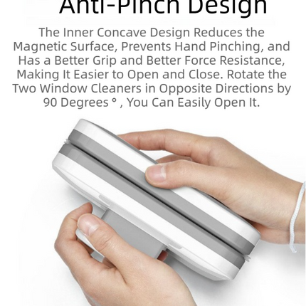 One Pair Magnetic Double-Sided Window Cleaner for 3-10mm Glass - Professional Glass Scrubber with 8X Strong Suction Power & Safety Rope.