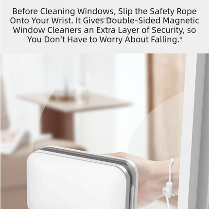 One Pair Magnetic Double-Sided Window Cleaner for 3-10mm Glass - Professional Glass Scrubber with 8X Strong Suction Power & Safety Rope.