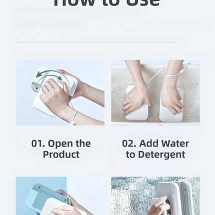 One Pair Magnetic Double-Sided Window Cleaner for 3-10mm Glass - Professional Glass Scrubber with 8X Strong Suction Power & Safety Rope.