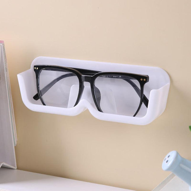 3-Pack Wall-Mounted Glasses Organizer - PET Bedside Bathroom Eyewear Storage Shelf, Anti-Pressure & Space-Saving(White).