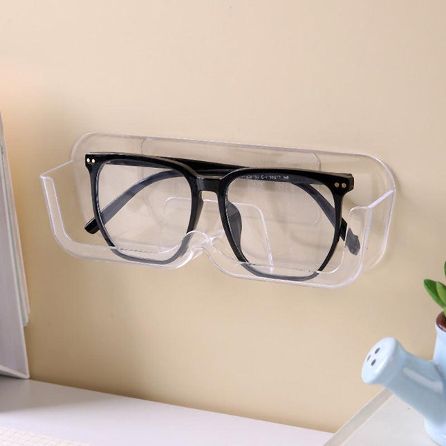 3-Pack Wall-Mounted Glasses Organizer - PET Bedside Bathroom Eyewear Storage Shelf, Anti-Pressure & Space-Saving(Transparent).