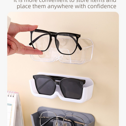 3-Pack Wall-Mounted Glasses Organizer - PET Bedside Bathroom Eyewear Storage Shelf, Anti-Pressure & Space-Saving(Transparent).
