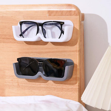 3-Pack Wall-Mounted Glasses Organizer - PET Bedside Bathroom Eyewear Storage Shelf, Anti-Pressure & Space-Saving(Transparent).