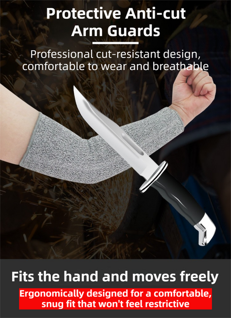 One-Pair 5 Level Cut-Resistant Arm Protection Sleeves(30CM) - Anti-Slash & Anti-Puncture Heavy Duty Safety Guard for Butchering & Construction.