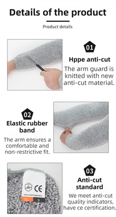 One-Pair 5 Level Cut-Resistant Arm Protection Sleeves(40CM) - Anti-Slash & Anti-Puncture Heavy Duty Safety Guard for Butchering & Construction.