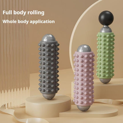 Grey Portable Electric Yoga Massage Roller - Handheld Fitness Recovery Tool, Deep Tissue Muscle Relaxer & Fascia Release Stick.