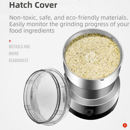 Compact Electric Grinder and Pulverizer - Multi-Functional Ultra-Fine Kitchen Mill for Nut, Grains, Spices, Coffee Beans.