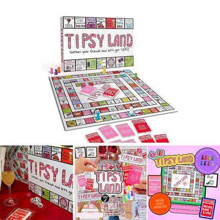 Tipsy Land Party Card & Board Set - Premium Drinking Game and Hilarious Social Icebreaker for Parties & Game.