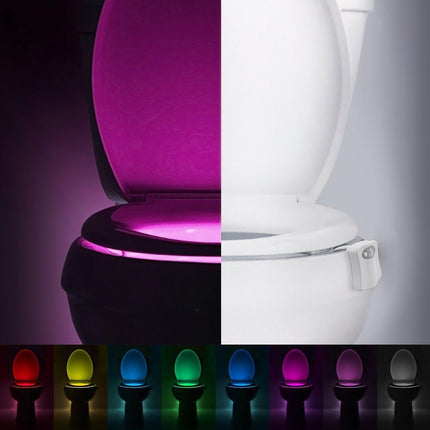 2-Pack 8-Color LED Toilet Night Light - Universal Fit Smart Motion Activated Bathroom Bowl Light, Multi-Color Cycle & Fixed Mode.