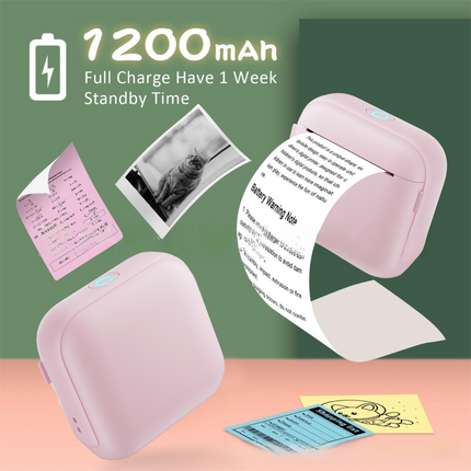 White X6 Mini Portable Bluetooth Instant Photo & Note Printer for Students - Deluxe 20-Piece Gift Set with 12 Paper Rolls, Color Pens & Storage Bag.