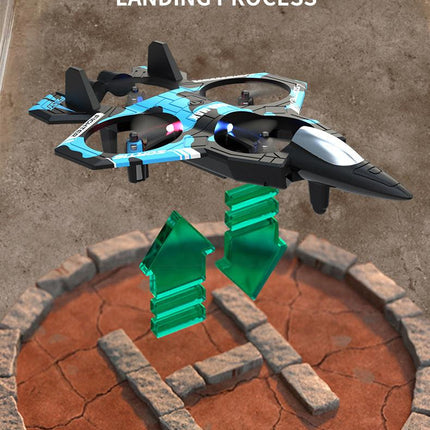 Camouflage Blue 2.4G Remote Control Stunt Fighter Drone  - Manual Toss Launch, One-Key Operation for 360° Flip & Circular Flight, 3-Speed Adjustable Stable Quadcopter with Night Lights.