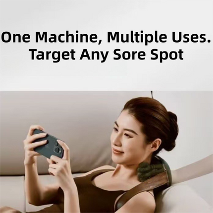 Wireless 4D Bionic 10-Fingers Shoulder & Neck Massager - EMS Micro-current & Vibration Neck Reliever with 2-Level Red Light Heat.