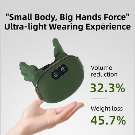 Wireless 4D Bionic 10-Fingers Shoulder & Neck Massager - EMS Micro-current & Vibration Neck Reliever with 2-Level Red Light Heat.