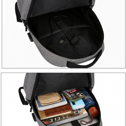 Grey 3-PCS Multi-Functional & Lightweight Backpacks Set for Students - Large Capacity Durable Travel Daypack with USB Charging Port, Fit in 14-Inch Laptop Bag.