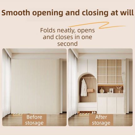 120 X 180 CM Gray Blue Linen-Look Dust Drill-Free Pull-Curtain - Folding Doorless Closet Divider with Magnetic Closure & Hanging Rings.