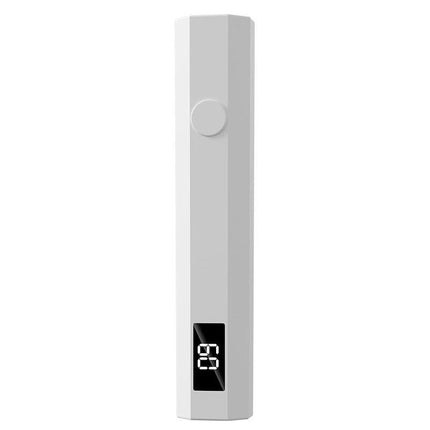 White Mini Handheld LED/UV Manicure Light with Digital Display - Portable One-Finger Curing Pen.