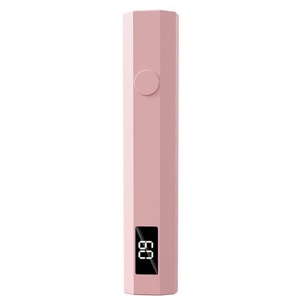 Pink Mini Handheld LED/UV Manicure Light with Digital Display - Portable One-Finger Curing Pen.