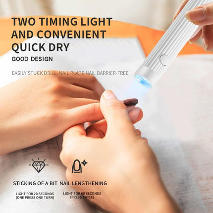 Pink Mini Handheld LED/UV Manicure Light with Digital Display - Portable One-Finger Curing Pen.