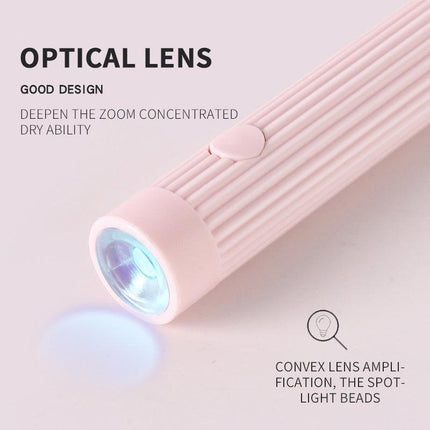 Pink Mini Handheld LED/UV Manicure Light with Digital Display - Portable One-Finger Curing Pen.