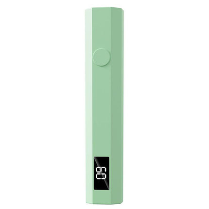 Green Mini Handheld LED/UV Manicure Light with Digital Display - Portable One-Finger Curing Pen.