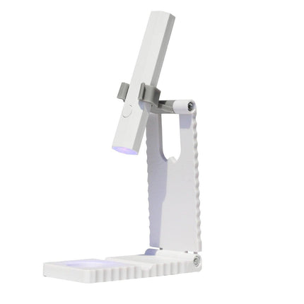 White Mini Handheld LED/UV Manicure Light with Digital Display & Fixed Stand - Portable One-Finger Curing Pen.
