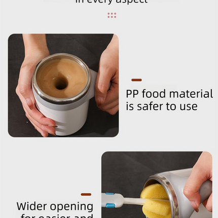 380ML White Magnetic Self-Stirring Coffee Mug - USB Charging, Leak-Proof Stainless Steel Electric Mixer Cup for Coffee & Milk.