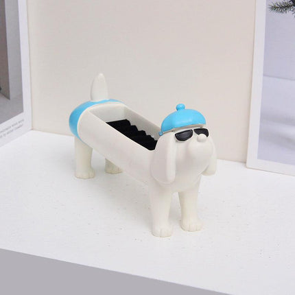 White Resin Dachshund Puppy Ring Earring Tray with Sponge Slots - Unique Dog Lover Gift.