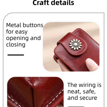 Wine-Red Sleek Compact PU Leather Flap-Top Lip Gloss Organizer with Built-in Mirror.