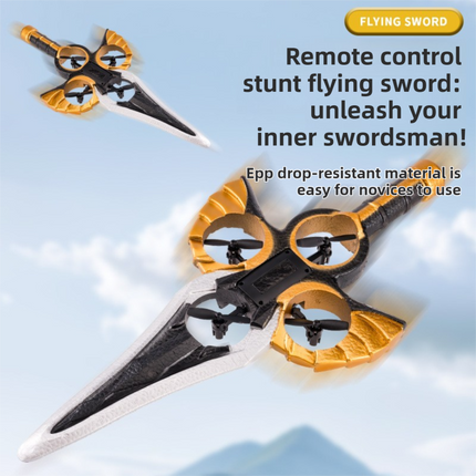 L36 Remote Control Flying Stunt Sword with 360° Flip & One-Key Takeoff - Fully Guarded Propellers and LED Night Lights for Safety & 4-Turbofan High Power Motor (2 Battery Included).