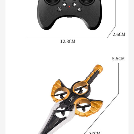 L36 Remote Control Flying Stunt Sword with 360° Flip & One-Key Takeoff - Fully Guarded Propellers and LED Night Lights for Safety & 4-Turbofan High Power Motor (2 Battery Included).