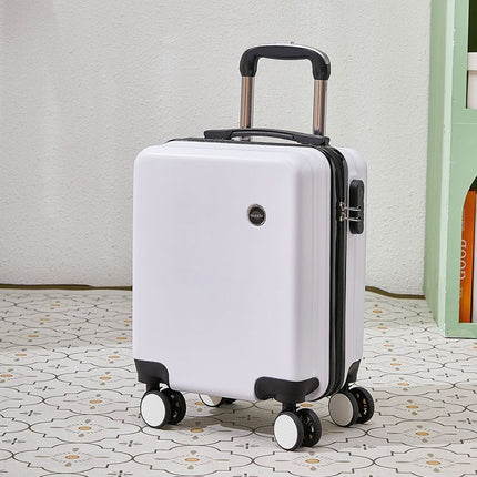 White 14 Inch Lightweight Carry-on Luggage for heights under 1.6m - Underseat & Overhead Cabin Hardside Suitcase.