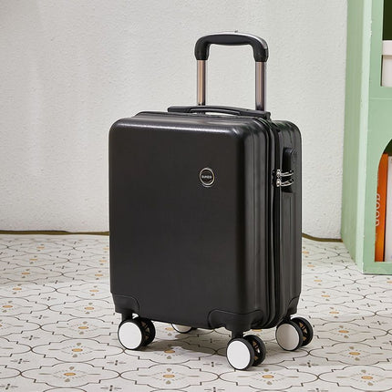 Black 14 Inch Lightweight Carry-on Luggage for heights under 1.6m - Underseat & Overhead Cabin Hardside Suitcase.