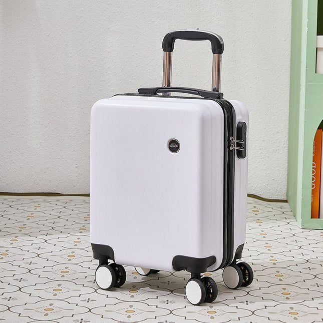 White 16 Inch Lightweight Carry-on Luggage for heights under 1.6m - Underseat & Overhead Cabin Hardside Suitcase.