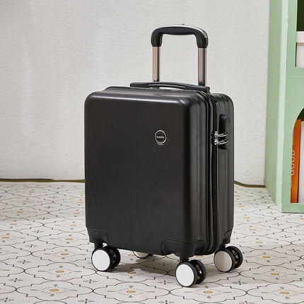 Black 16 Inch Lightweight Carry-on Luggage for heights under 1.6m - Underseat & Overhead Cabin Hardside Suitcase.