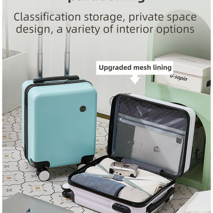 Black 16 Inch Lightweight Carry-on Luggage for heights under 1.6m - Underseat & Overhead Cabin Hardside Suitcase.