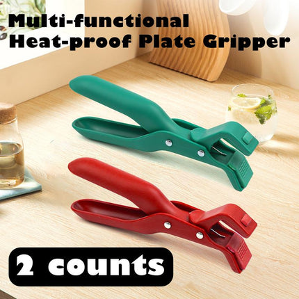2-Count Non-Slip & Scald Plate Gripper - Heat-Resistant Silicone & Nylon, Kitchen Ergonomic Multi-Functional Lifter.
