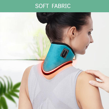 Rose Red USB Electric Heated Neck Brace with 3-Level Temperature - Portable Wormwood Hot Compress Cervical Support Wrap for Pain Relief.