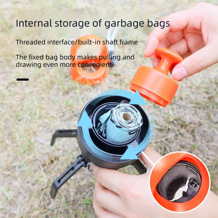 Orange Foldable 6-Claw Pet Pooper Scooper with Integrated Waste Bag Dispenser & 1 Roll of Bags - Durable One-Handed Operation for Outdoor Walking.