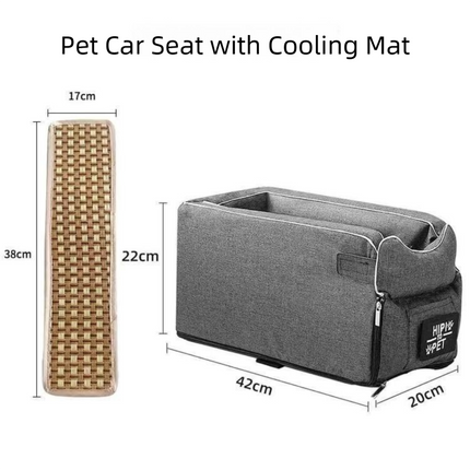 Thickened Pet Car Seat for Center Console(42x20x22CM) - Dog & Cat Booster Travel Safety Bed with Removable Cooling Mat & Handle.